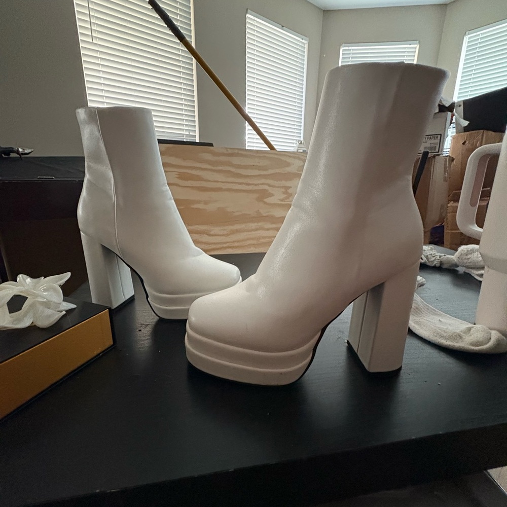 White Platform Ankle Boots